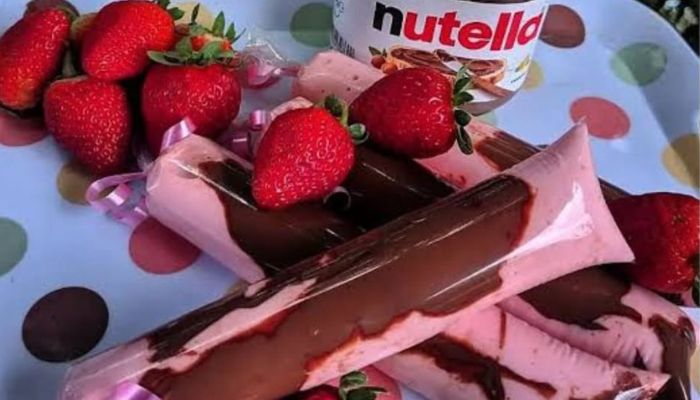 Receita completa Geladinho de Morango com Nutella uma delícia