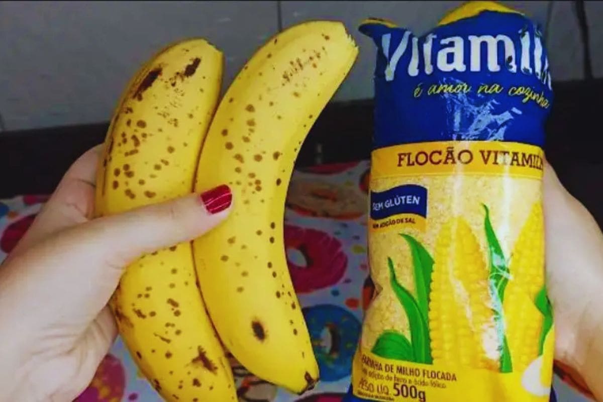 Tem banana e flocão de milho! Receita sem trigo e sem ovos