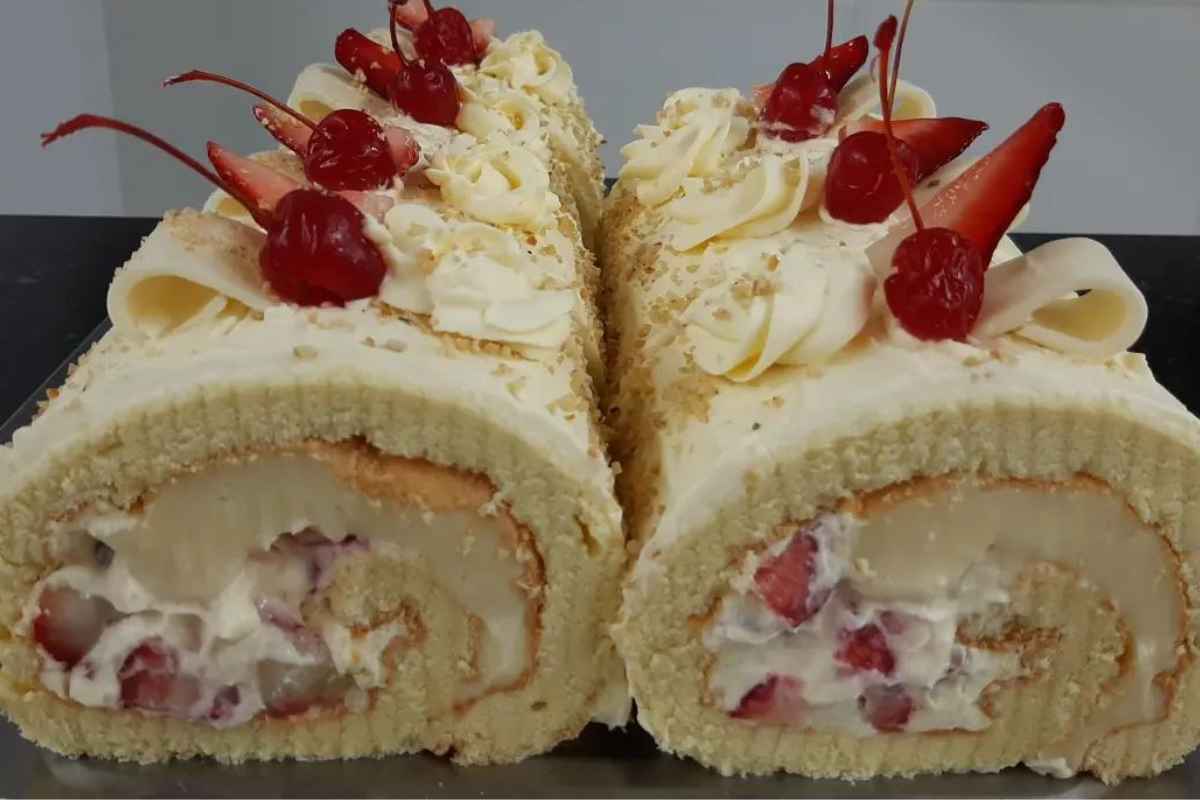 Braço Cigano Recheado com Creme de Chocolate Branco