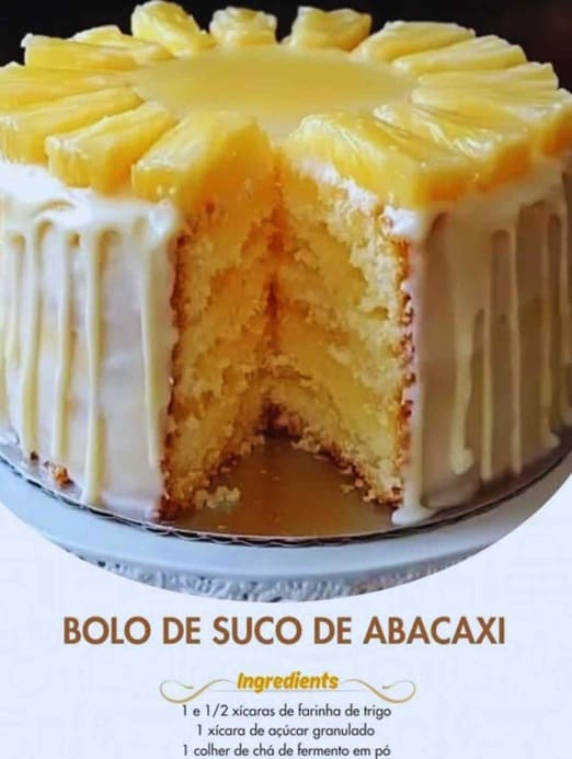 Bolo de Suco de Abacaxi Tropical